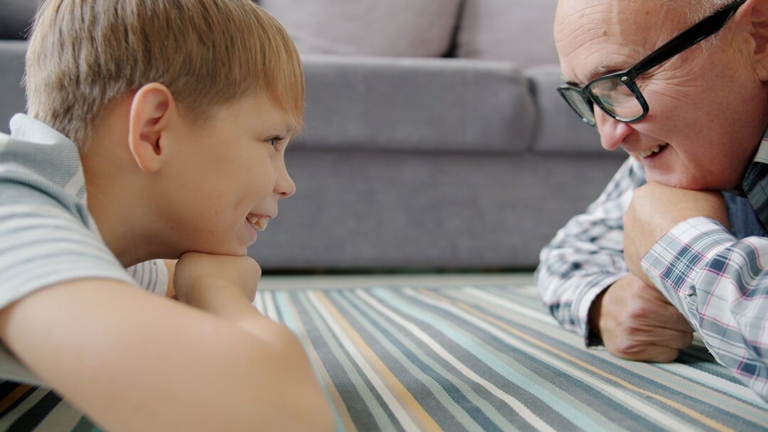 grandpa telling stories to kids